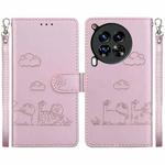 For Tecno Camon 30 Premier 5G Cute Cats RFID Leather Phone Case(Rose Gold)