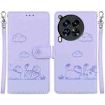 For Tecno Camon 30 Premier 5G Cute Cats RFID Leather Phone Case(Purple)