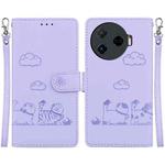 For Tecno Camon 30 Pro 5G Cute Cats RFID Leather Phone Case(Purple)