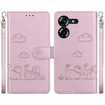 For Tecno Pova 5 Cute Cats RFID Leather Phone Case(Rose Gold)