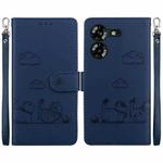 For Tecno Pova 5 Cute Cats RFID Leather Phone Case(Blue)