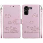 For Tecno Pova 5 Pro Cute Cats RFID Leather Phone Case(Rose Gold)