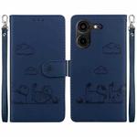 For Tecno Pova 5 Pro Cute Cats RFID Leather Phone Case(Blue)