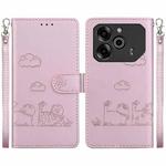 For Tecno Pova 6 5G / Pova 6 Pro 5G Cute Cats RFID Leather Phone Case(Rose Gold)