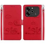 For Tecno Pova 6 5G / Pova 6 Pro 5G Cute Cats RFID Leather Phone Case(Red)