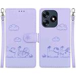 For Tecno Spark 10 4G / Spark 10C Cute Cats RFID Leather Phone Case(Purple)