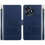 For Tecno Spark 10 4G / Spark 10C Cute Cats RFID Leather Phone Case(Blue)