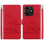 For Tecno Spark 10 Pro Cute Cats RFID Leather Phone Case(Red)