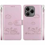 For Tecno Spark 20 Pro Cute Cats RFID Leather Phone Case(Rose Gold)