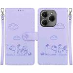 For Tecno Spark 20 Pro Cute Cats RFID Leather Phone Case(Purple)