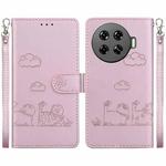 For Tecno Spark 20 Pro+ 4G Cute Cats RFID Leather Phone Case(Rose Gold)