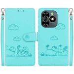 For Tecno Spark Go 2024 / 20 / 20C Cute Cats RFID Leather Phone Case(Green)