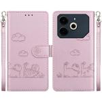 For Tecno Pova 6 Neo Cute Cats RFID Leather Phone Case(Rose Gold)