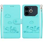 For Tecno Pova 6 Neo Cute Cats RFID Leather Phone Case(Green)