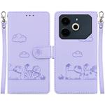 For Tecno Pova 6 Neo Cute Cats RFID Leather Phone Case(Purple)