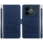 For Tecno Pova 6 Neo Cute Cats RFID Leather Phone Case(Blue)