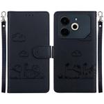 For Tecno Pova 6 Neo Cute Cats RFID Leather Phone Case(Black)