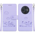 For Tecno Spark 30C Cute Cats RFID Leather Phone Case(Purple)