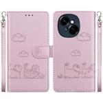 For Tecno Spark Go 1 / Pop 9 Cute Cats RFID Leather Phone Case(Rose Gold)