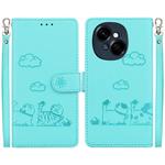 For Tecno Spark Go 1 / Pop 9 Cute Cats RFID Leather Phone Case(Green)