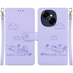 For Tecno Spark Go 1 / Pop 9 Cute Cats RFID Leather Phone Case(Purple)