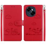 For Tecno Spark Go 1 / Pop 9 Cute Cats RFID Leather Phone Case(Red)