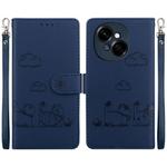 For Tecno Spark Go 1 / Pop 9 Cute Cats RFID Leather Phone Case(Blue)