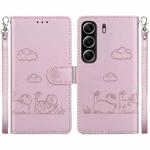 For Tecno Camon 40 Cute Cats RFID Leather Phone Case(Rose Gold)