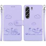 For Tecno Camon 40 Pro 4G Cute Cats RFID Leather Phone Case(Purple)