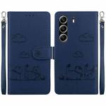 For Tecno Camon 40 Pro 4G Cute Cats RFID Leather Phone Case(Blue)
