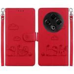For Tecno Spark 30 4G Cute Cats RFID Leather Phone Case(Red)
