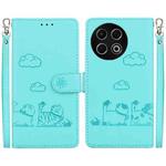For Tecno Spark 30 Pro Cute Cats RFID Leather Phone Case(Green)
