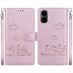 For Tecno Pop 10 / Spark Go 2 4G Cute Cats RFID Leather Phone Case(Rose Gold)