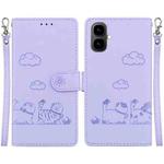 For Tecno Pop 10 / Spark Go 2 4G Cute Cats RFID Leather Phone Case(Purple)