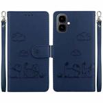For Tecno Pop 10 / Spark Go 2 4G Cute Cats RFID Leather Phone Case(Blue)