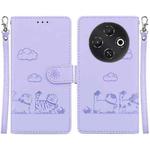 For Tecno Pop 9 5G / Spark 30C 5G Cute Cats RFID Leather Phone Case(Purple)