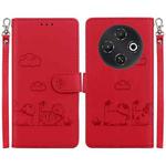 For Tecno Pop 9 5G / Spark 30C 5G Cute Cats RFID Leather Phone Case(Red)