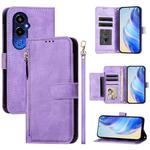 For Tecno Pova 4 Pro Multi-Card Slots Zipper Wallet Leather Phone Case(Purple)