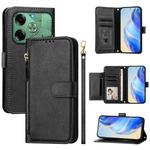 For Tecno Pova 6 4G Multi-Card Slots Zipper Wallet Leather Phone Case(Black)