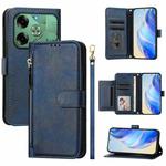 For Tecno Pova 6 4G Multi-Card Slots Zipper Wallet Leather Phone Case(Blue)