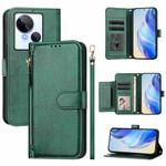 For Tecno Spark 10 5G Multi-Card Slots Zipper Wallet Leather Phone Case(Green)