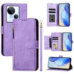 For Tecno Spark 10 5G Multi-Card Slots Zipper Wallet Leather Phone Case(Purple)