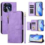 For Tecno Spark 10 Pro / K17 Multi-Card Slots Zipper Wallet Leather Phone Case(Purple)