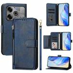 For Tecno Spark Go 2021 Multi-Card Slots Zipper Wallet Leather Phone Case(Blue)