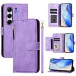 For Tecno Camon 40 4G Multi-Card Slots Zipper Wallet Leather Phone Case(Purple)