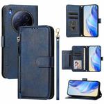 For Tecno Camon 40 Premier Multi-Card Slots Zipper Wallet Leather Phone Case(Blue)