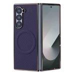 For Samsung Galaxy Z Fold6 Plating Frame MagSafe Carbon Fiber Fold Phone Case(Dark Purple)