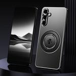 For Samsung Galaxy S24+ 5G Rotating Holder Frosted Metal Phone Case(Black)
