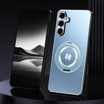 For Samsung Galaxy S24+ 5G Rotating Holder Frosted Metal Phone Case(Blue)