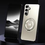 For Samsung Galaxy S24+ 5G Rotating Holder Frosted Metal Phone Case(Titanium)